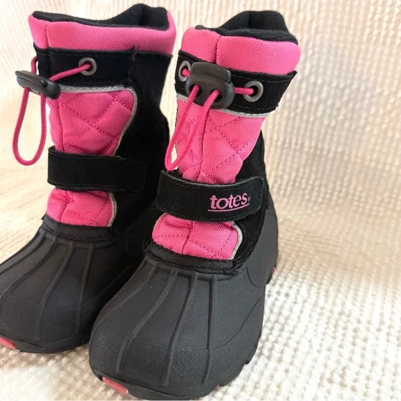 Totes Girls Snow Boots Black Pink Waterproof Winter Size 7 - Picture 8 of 8